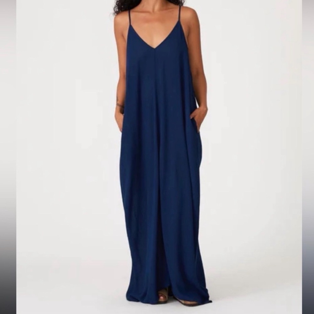 Love Stitch Elegant Navy Blue Maxi Dress Size S/M